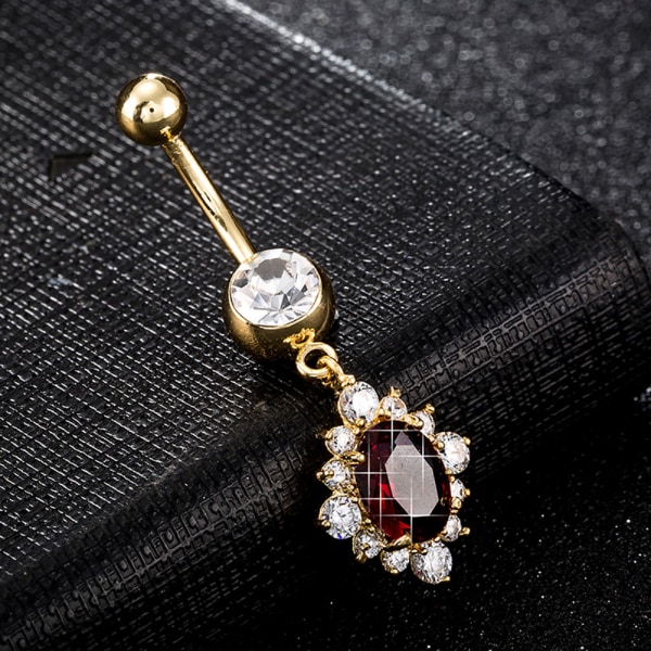 Fasjonable zirkon navlering rhinsten anheng magering navle smykker (rød)