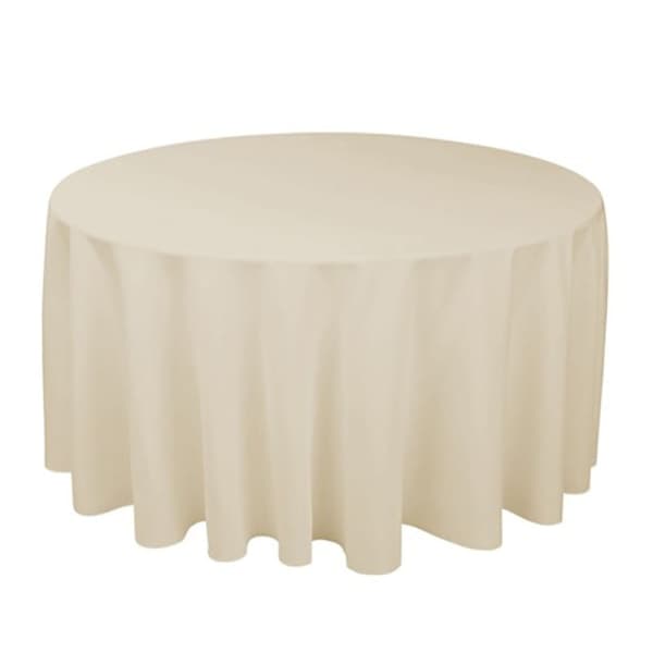 Maskintvättbar rund bordsduk i polyester - Champagne 200 cm