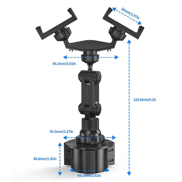 Bil Kop Telefonholder 360 Graders Rotation Universal Justerbar Kopholder Telefonholder til IPhone til Galaxy Solid Normal