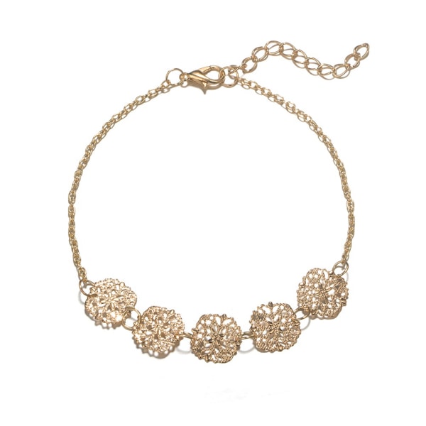 3 STK Retro mode udskåret hul rund perlelegering armbånd smykkesæt til kvinder