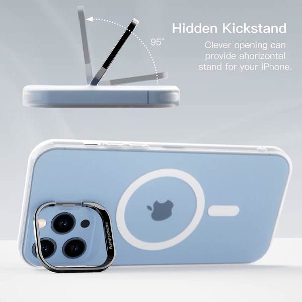Magneettinen case jalustalla Yhteensopiva iPhone 13 Pro Max/iphone 13 Pro/iphone 13 kanssa, iskunkestävä cover , valkoinen iPhone 13 Pro Max