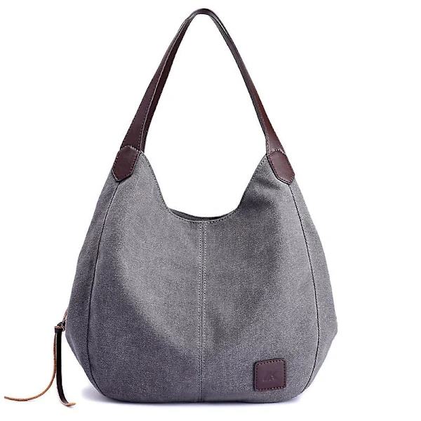 Canvas Laptop Taske til Kvinder - Grå