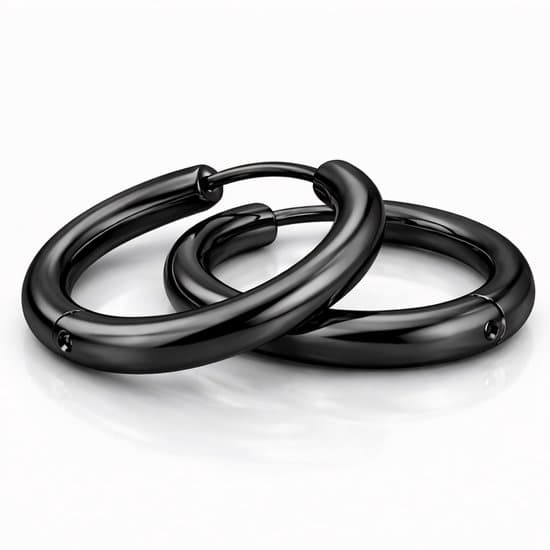 Svarta örhängen i rostfritt stål för män och kvinnor, 2 mm tunna små \"huggie\"-sovringar, 12 mm, presentförpackning ingår