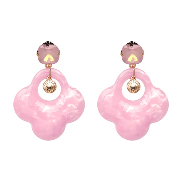 Nytt mode diamantfyrklöverörhängen Örhänge för kvinnor smycken (rosa)