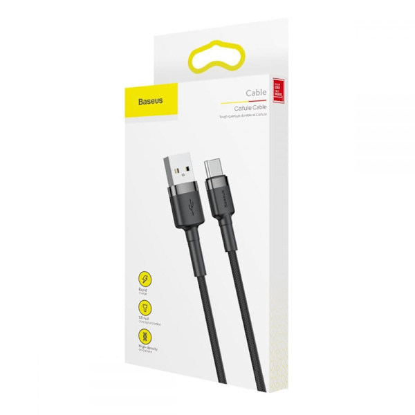 BASEUS CAFULE TYPE-C KABEL 50cm GRÅ/SVART