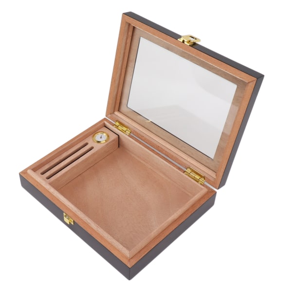 Cigarr Humidors Box Transparent Window Cigar Humidor Mini Portable Cigarr Box med mekanisk hygrometer