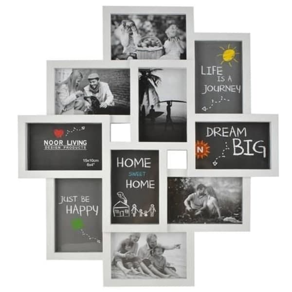 Fotorammer med 10 pladser - 54x49cm Hvid