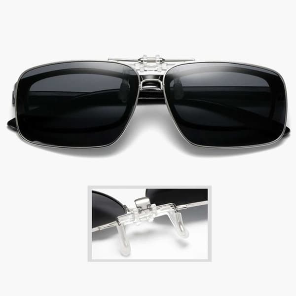 Oppfellbare Metall Clip-on Solbriller Flip Up Sølv—pa