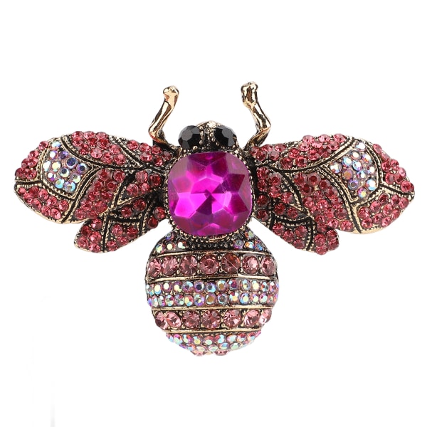 Broche Smykker Retro Bee Form Legering Attraktiv dekorativ Rhinestones Pin Ornament til frakke Suit Rose Red