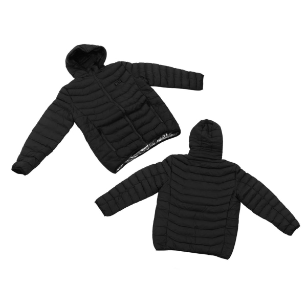 11 områder Opvarmet jakke Udendørs USB Elvarme Jakker Warm Sprots Thermal Coat Tøj Opvarmelig bomuldsjakke til mænd Sort XL