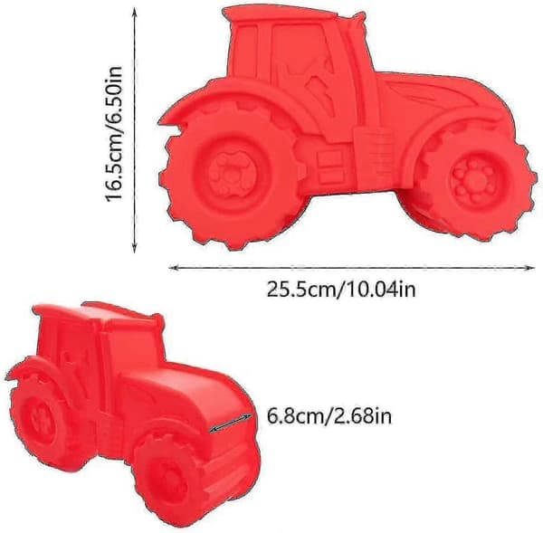 Traktor Silikone Kageform Non-Stick BPA-fri Bageform til Børnefødselsdage Rød