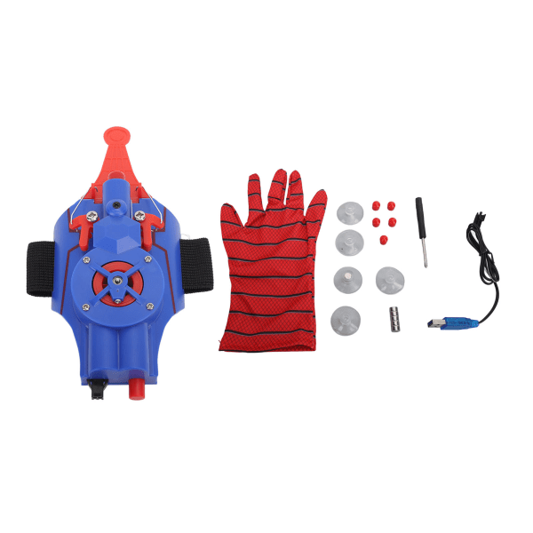 Spider Handsker Launcher Legetøj Sugekop Launcher Håndledslegetøjssæt med handskehovedbetræk til børn Blå