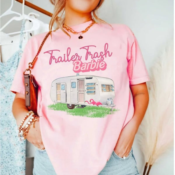 Barbie Trykket T-skjorte Kvinne Sommer Topp T-skjorte GH1014-B S
