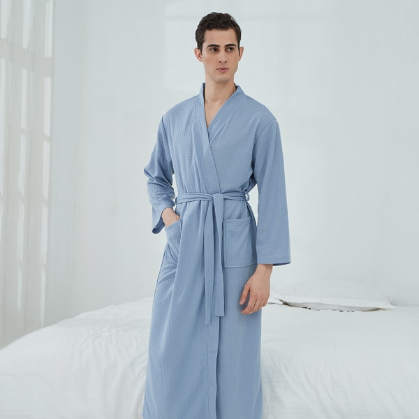 Unisex badekåpe Lett lårlengde spakåpe for menn Kvinner Hjemmeservice Hotel Haze Blue XXXL (80?90 kg)