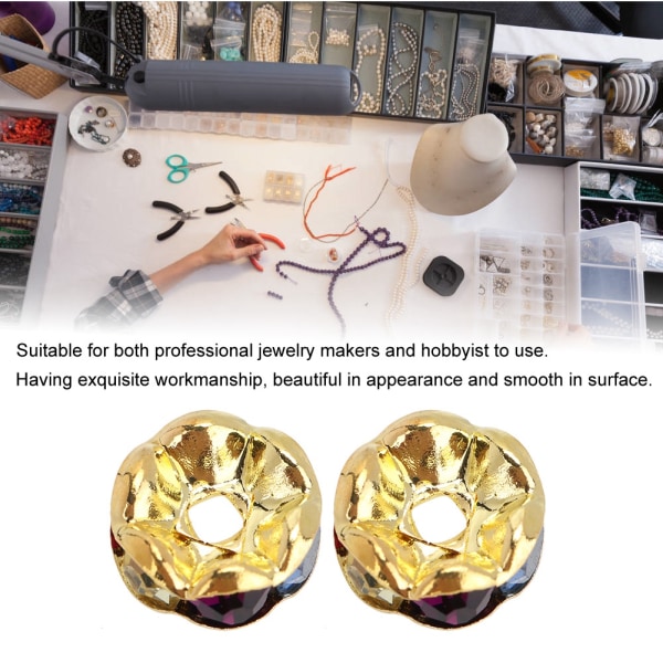 50 stk 8 mm skinnende vintage avstandsperler DIY smykkelaging tilbehør rekvisita (gull)