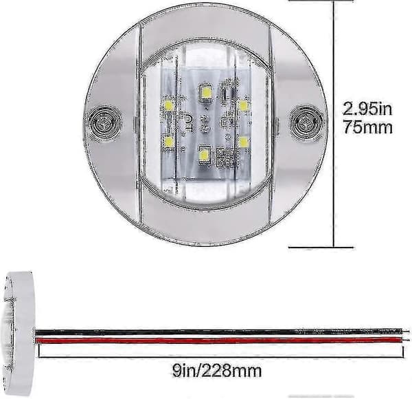 4-pak LED-bådlys 12V Runde Marinlamper LED-transommonterede Lys til Bådsdekoration white