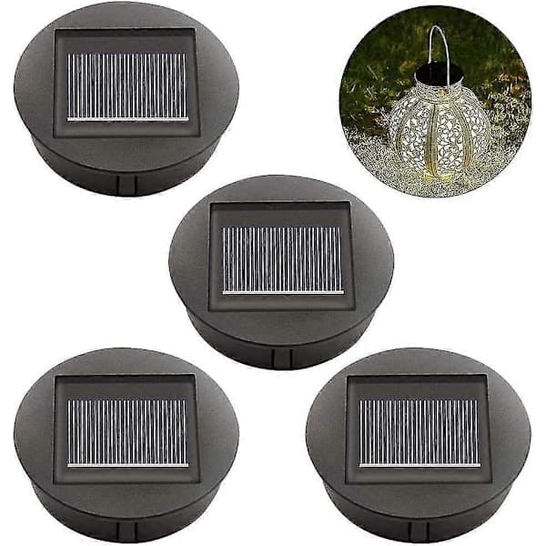 2024 Nye 4-pakning Solcellelamper med LED-lys, Erstatning for Solcellelampe, LED Solpaneldeksel