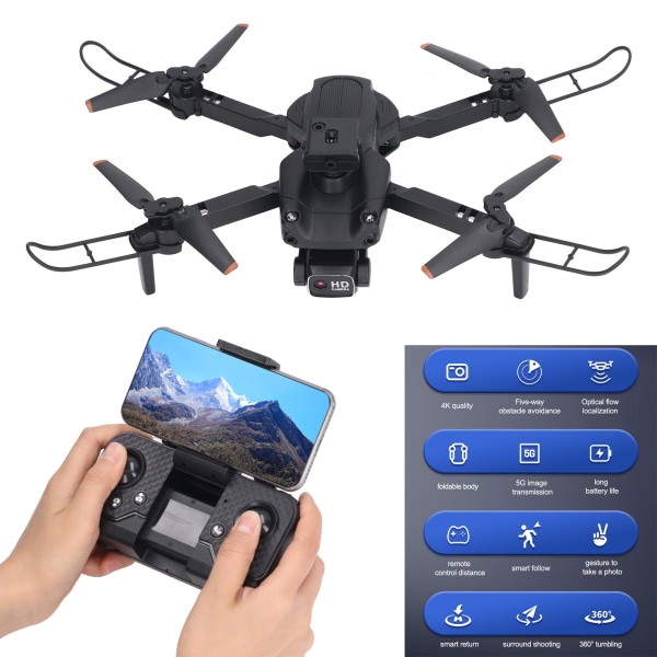 4K dobbeltkameraer Drone Fem retninger Undgåelse Wifi Quadcopter Legetøj til luftfotografering