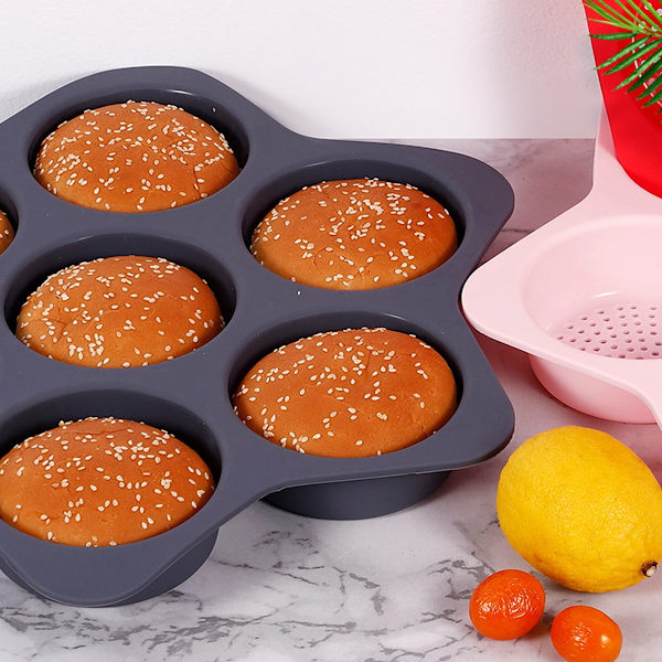 Silikonform til hamburgerboller, perforeret silikoneform til hamburgerboller, non-stick bageform til at lave boller