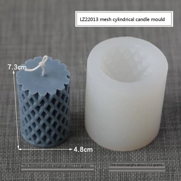 Lysforme lys stearinlys DIY støbeforme i silikoneform LZ22013 gitterlignende cylinder