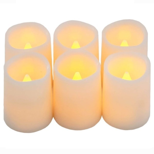 6 LED-ljus, flamlösa ljus Real Wax Batteriljus