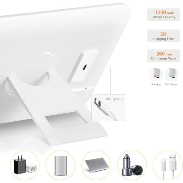 Sminkespeil med LED-lys Type-C Oppladbar
