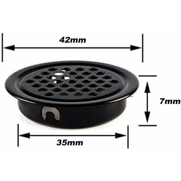 20 stk. runde ventilationsgitre, ventilationshuller i rustfrit stål, runde gitterventilationshuller til køkken og skabe til køkkenmøbler, luftventil (sort)