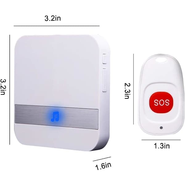 Paris_(2 til 1 hvit) Hjemmealarm Trådløs pasientalarm for eldre