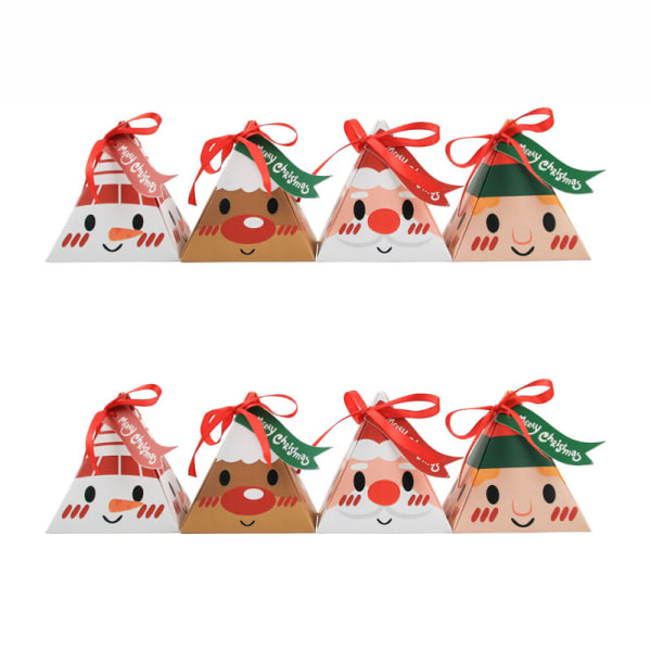 50-pack julklappslåda Triangellåda Godispapperslåda Santa Big Face Triangel Godislåda Presentförpackning (4 stilar)