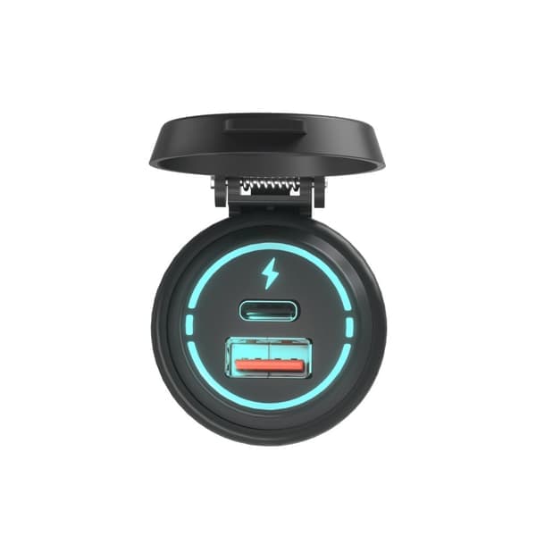 Billader 12V/24V QC3.0 med beskyttelseskappe Sort—pa