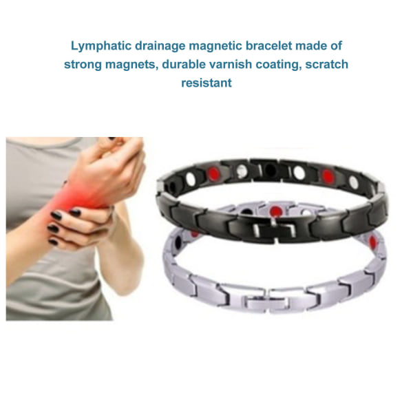 2 stk Magnetisk Terapi Armbånd Rustfrit Stål Lymfedrænage Moderigtigt Magnetisk Armbånd Sølv Sort