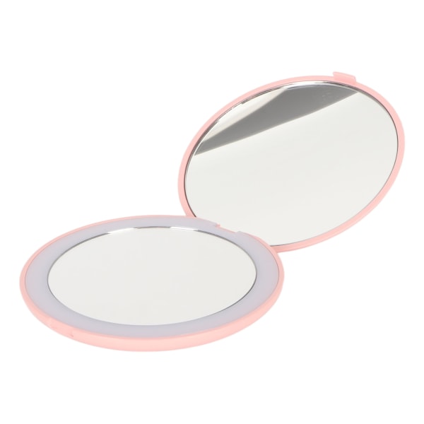 3,5 tommer LED Makeup Spejl Bærbart 1X 2X Forstørrelse 6500K Sammenfoldelig Håndholdt Dobbeltsidet Oplyst Spejl til Rejse Pink