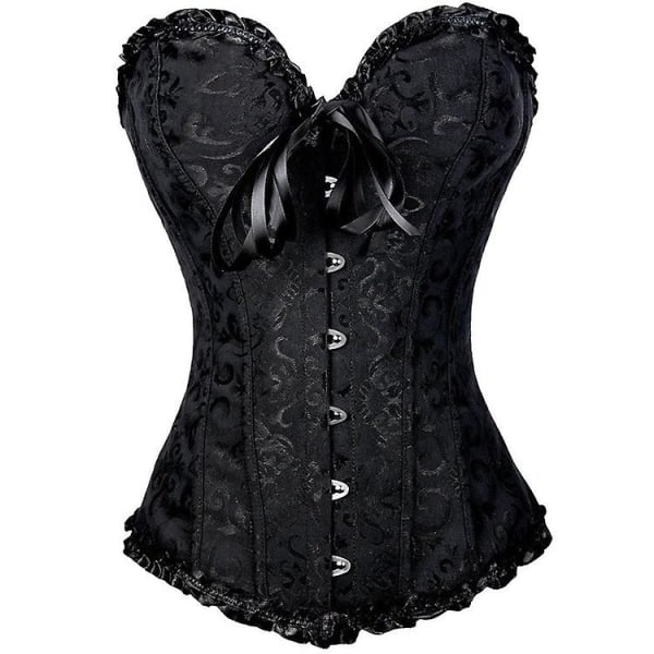 Jacquardvest shapewear, stropløs korset Sort Sort XL_paris Black XL