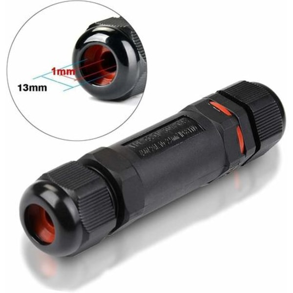 Vedenpitävä kytkentärasia, 2 kpl IP68 -liitosrasia - Kytkentärasia 1mm-13mm - Helppo asentaa (musta, PVC)