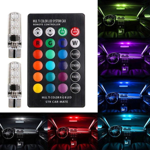 LED Positionsljus T10 - W5W RGB med Fjärrkontroll MultiColor—PA