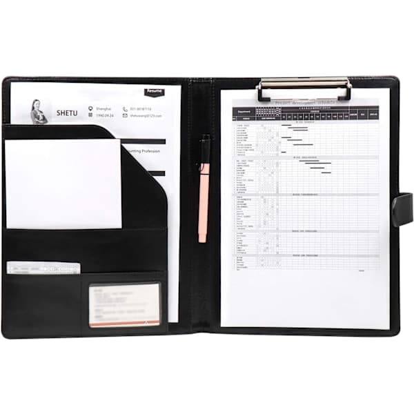 Black - Leather Portfolio A4 Folder Business Portfolio Writing
