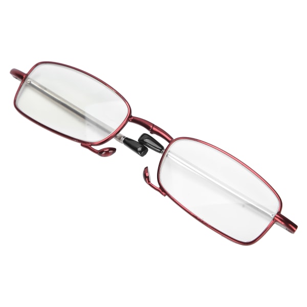 Eldre Fasjonable lesebriller Rustfritt stål Sammenleggbare bærbare presbyopiske briller (+150 kvadratisk ramme rød)
