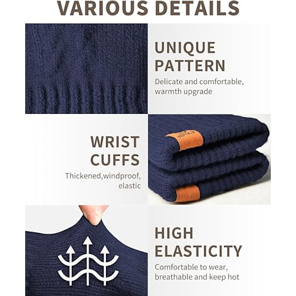 Vinter Thermal - Fleecefodrade Pekskärm Stickade Thermal i Stretch för Löpning Skidåkning Cykling Vandring Camping - Herr Dam Dark Blue
