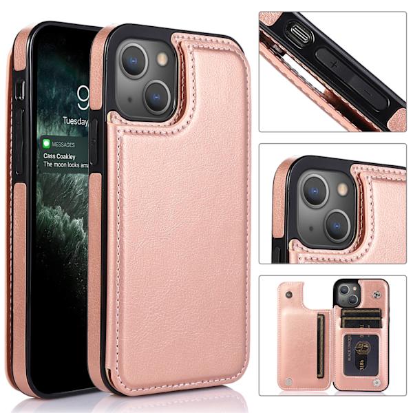 iPhone 12 / 12 Pro - Skal Premium Läder Kortfack Svart