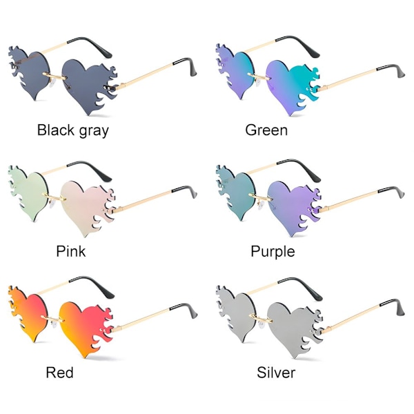 Kvinde Hjerte Solbriller Kantløse Solbriller UV400 Beskyttelse red