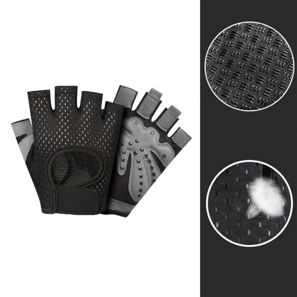 2 kpl Half Finger Sports Glove Polyesteriä, kulutusta kestävä liukumaton lyhyt sormikäsine pyöräilyyn Excising Black L