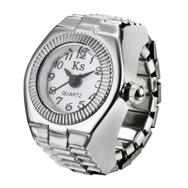 Urtavla Quartz Analog Ur Elastisk Kvarts Finger Ring Ur—PA