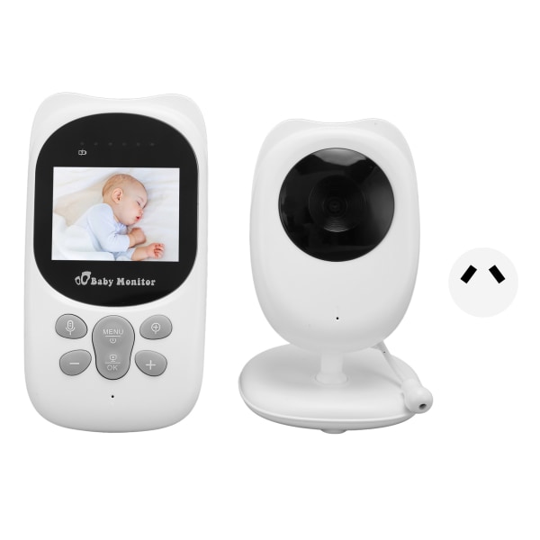 Video Babyalarm 2,4 tommer skærm 2 Way Talk 150m rækkevidde Farve Night Vision Babyalarm kamera med vuggeviser 100?240V AU stik