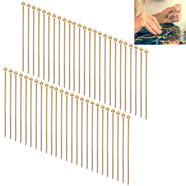 50 stk Kuglehoved Pins Smykker Pendant DIY Craft Perle Making Dele Tilbehør Supplies Guld 35mm / 1.38in