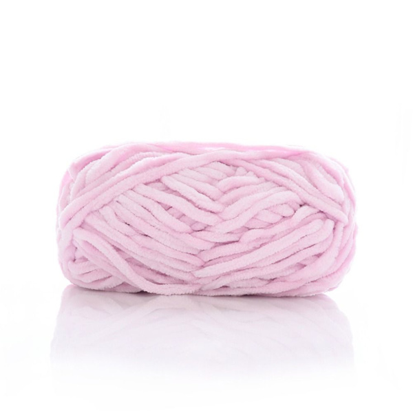 Chenille-fløjlssnor Chunky strikket kardet garn LYSE ROSA