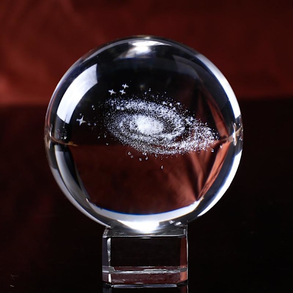 6 cm diameter Globe Galaxy Miniatyrer Krystallkule 3D Lasergravert Kvartsglasskule Sfære Dekor Matches the image just ball