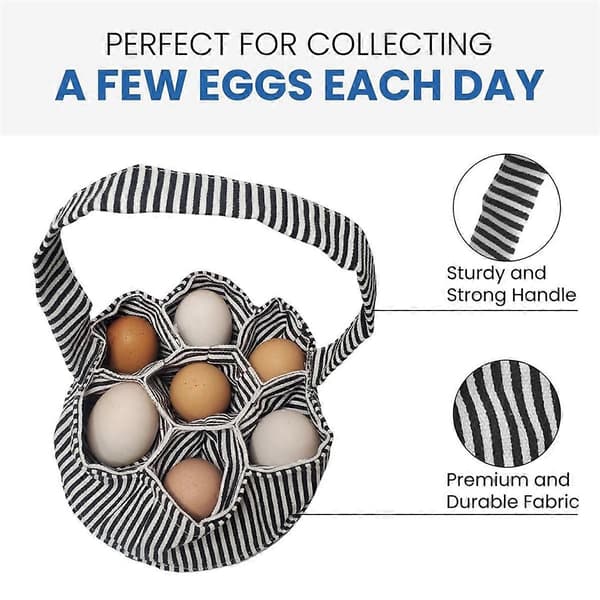 Mini Stoff Eggkurv for Innsamling av Egg - 1 STK Egginnsamlingskurv med 7 Lommer for Høns.pa