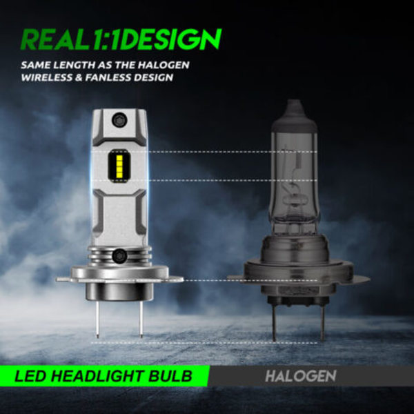 H7 LED-strålkastarlampor, 50 W, 10 000 lm, superljus LED-strålkastarkonverteringssats, 6 500 K, IP68 vattentät, 2-pack.pa