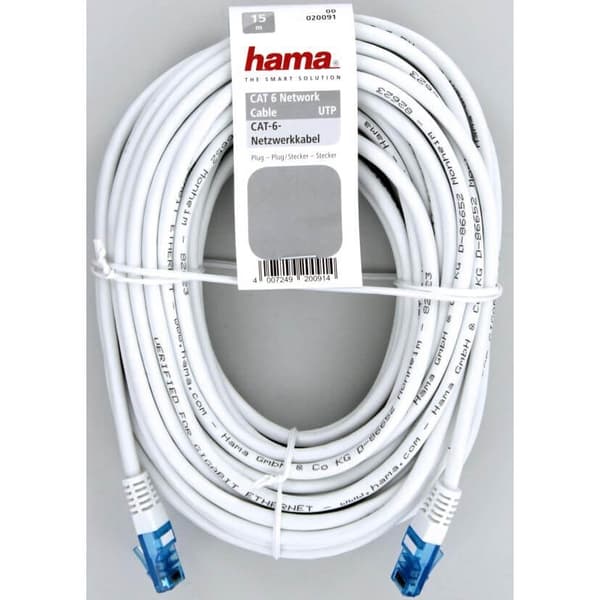 Hama Nätverkskabel CAT6 UTP Bulk Vit 15m