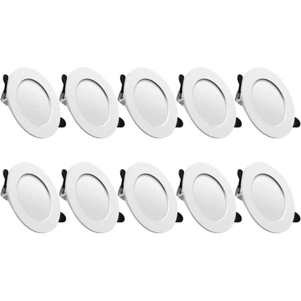 Foldable LED Spotlights, Extra Flat, Aged Ceiling Lights, Round, for Living Room, Kitchen, 10-Pack